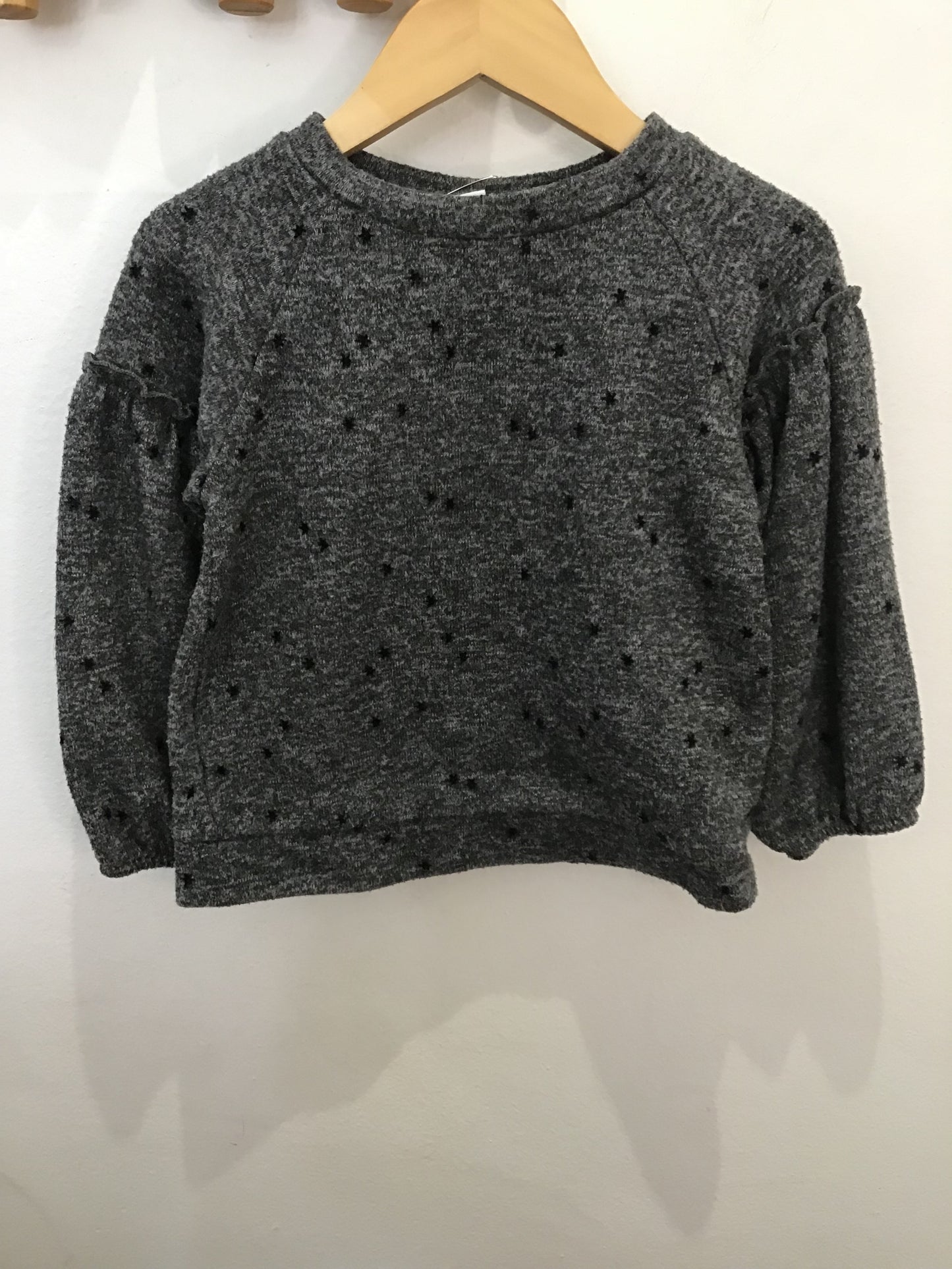 Grey knit balloon sleeve pullover 18-24m