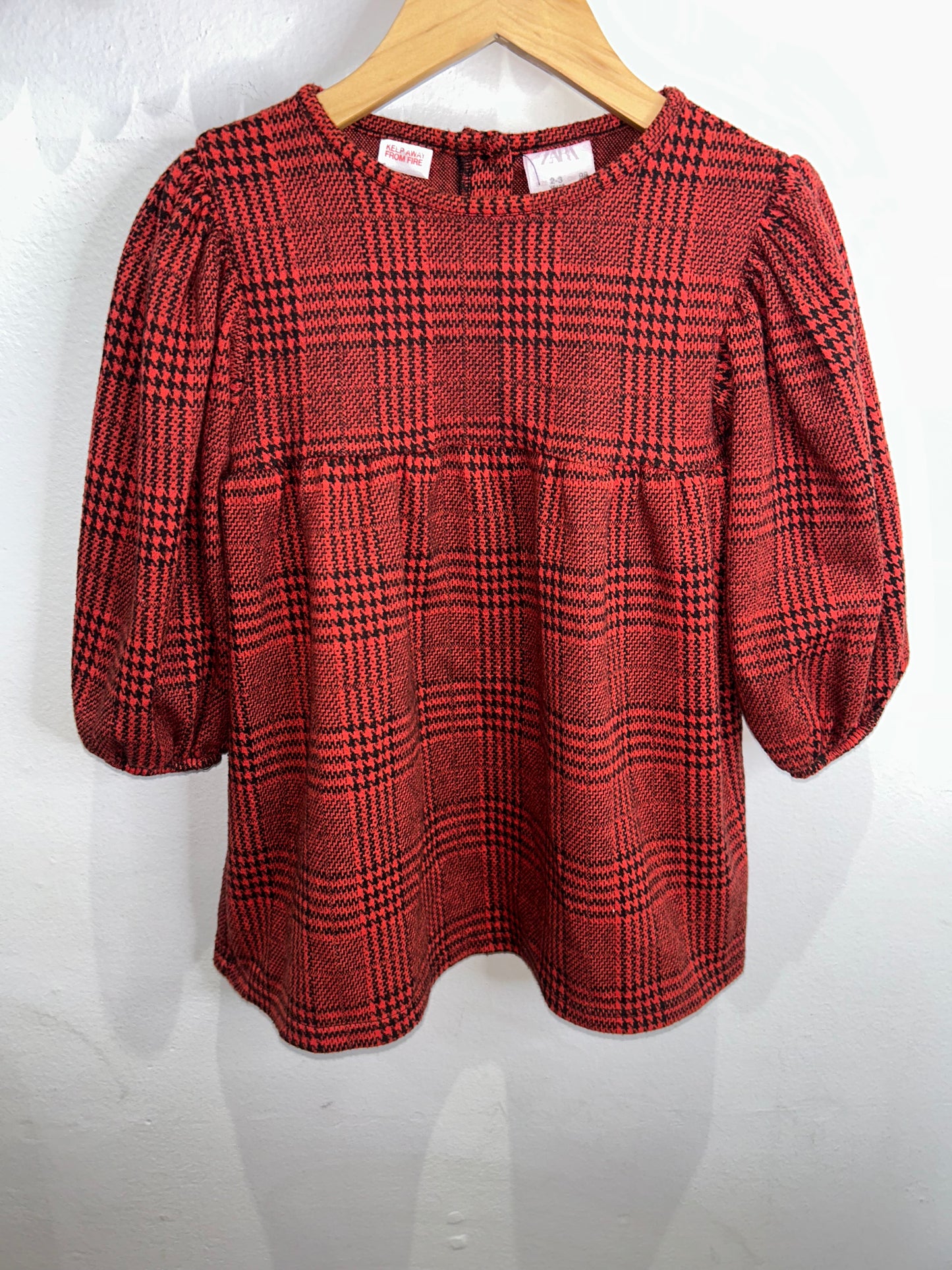 Red checkered knit dress 2-3y