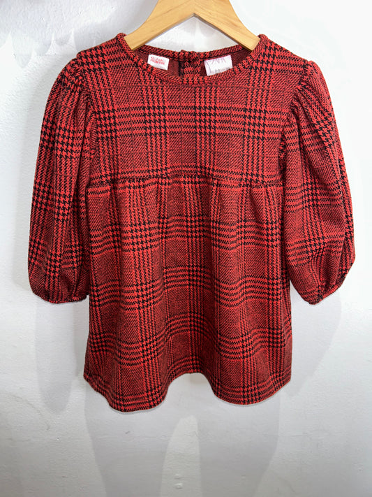 Red checkered knit dress 2-3y