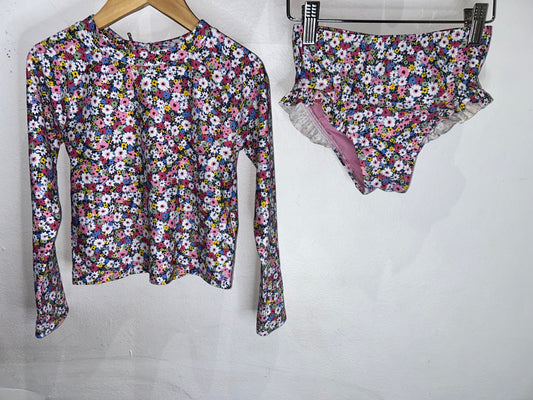 Pink floral two-piece swimsuit 5y