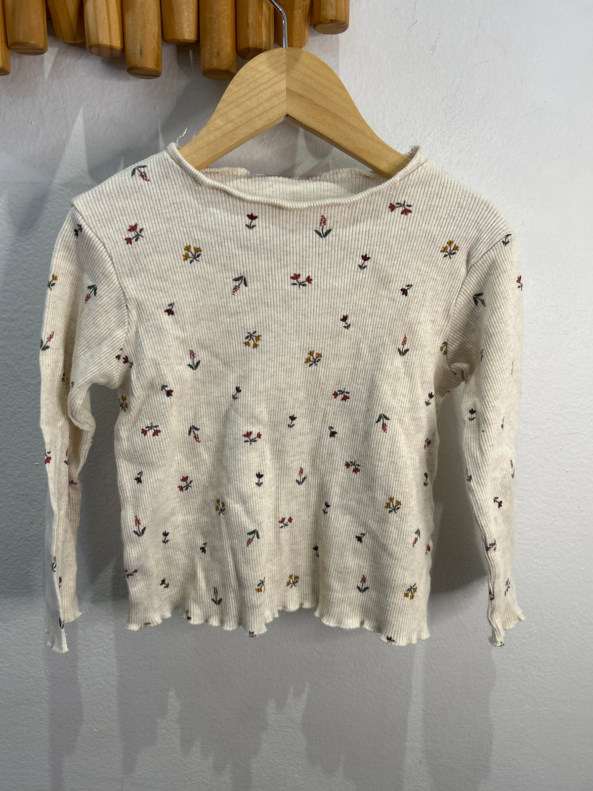 Cream ribbed tulips longsleeve 12-18m