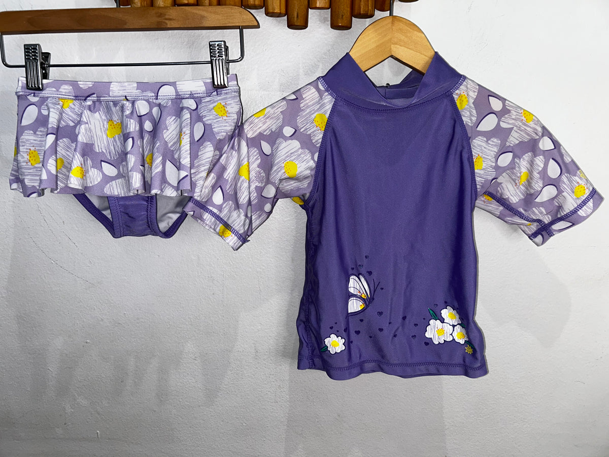 Purple flowers swimset 4y