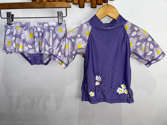 Purple flowers swimset 4y