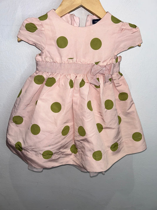 Green dots fancy dress 3-6m
