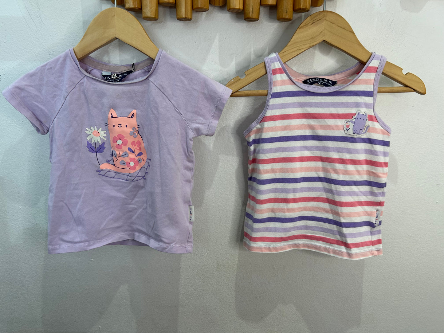 Souris Mini cats tee and tanktop 12m