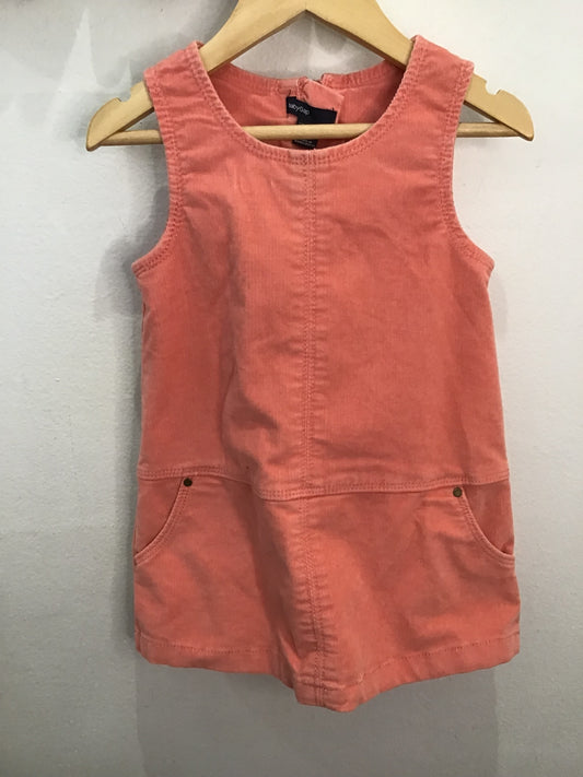 Peach corduroy pinafore 2y