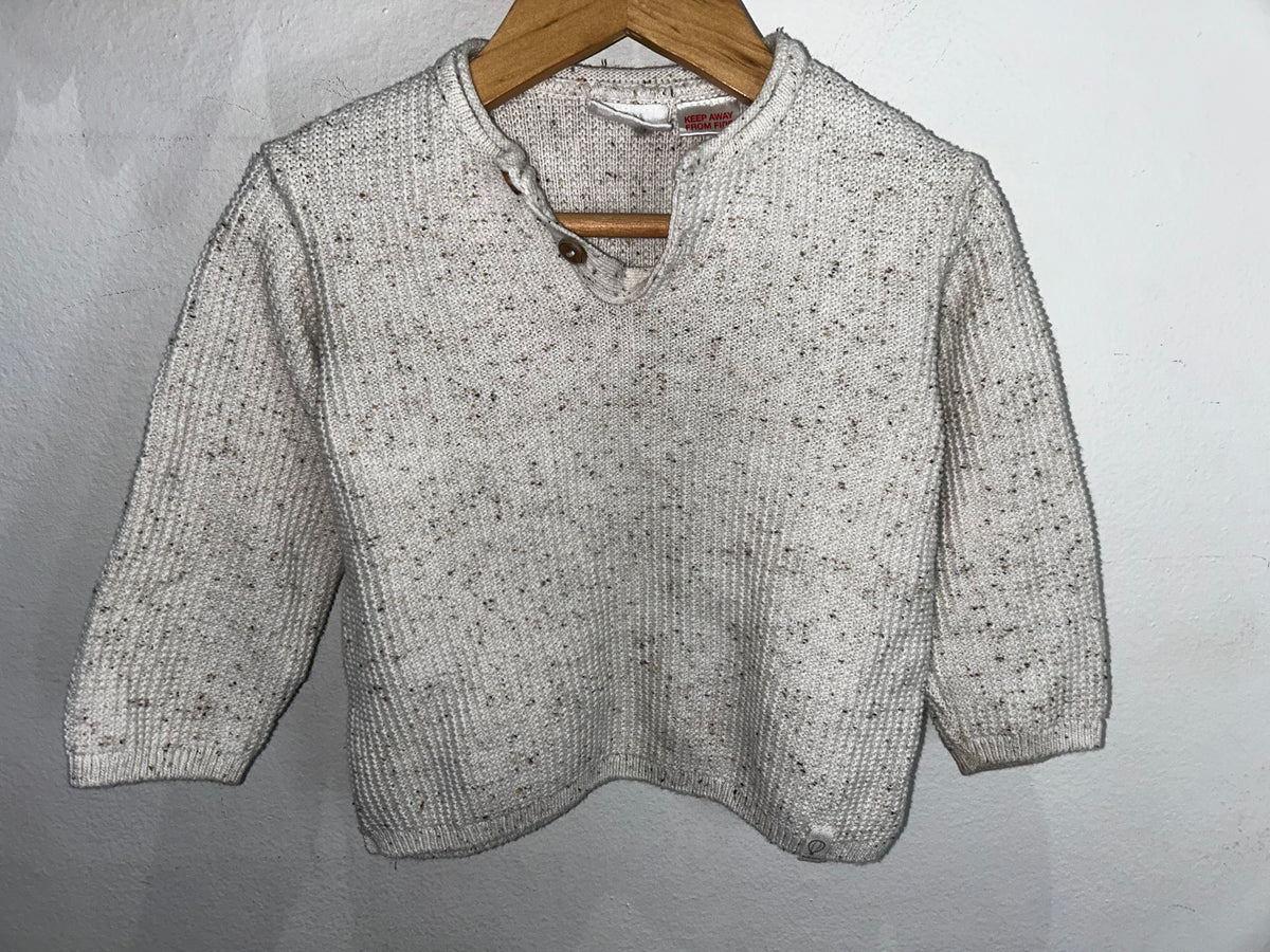 Melange waffle henley sweater 12-18m
