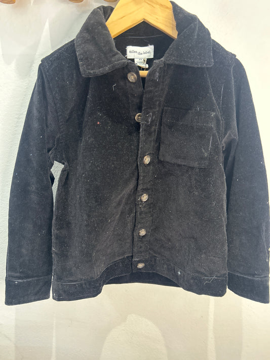 Miles the Label black corduroy overshirt 4y