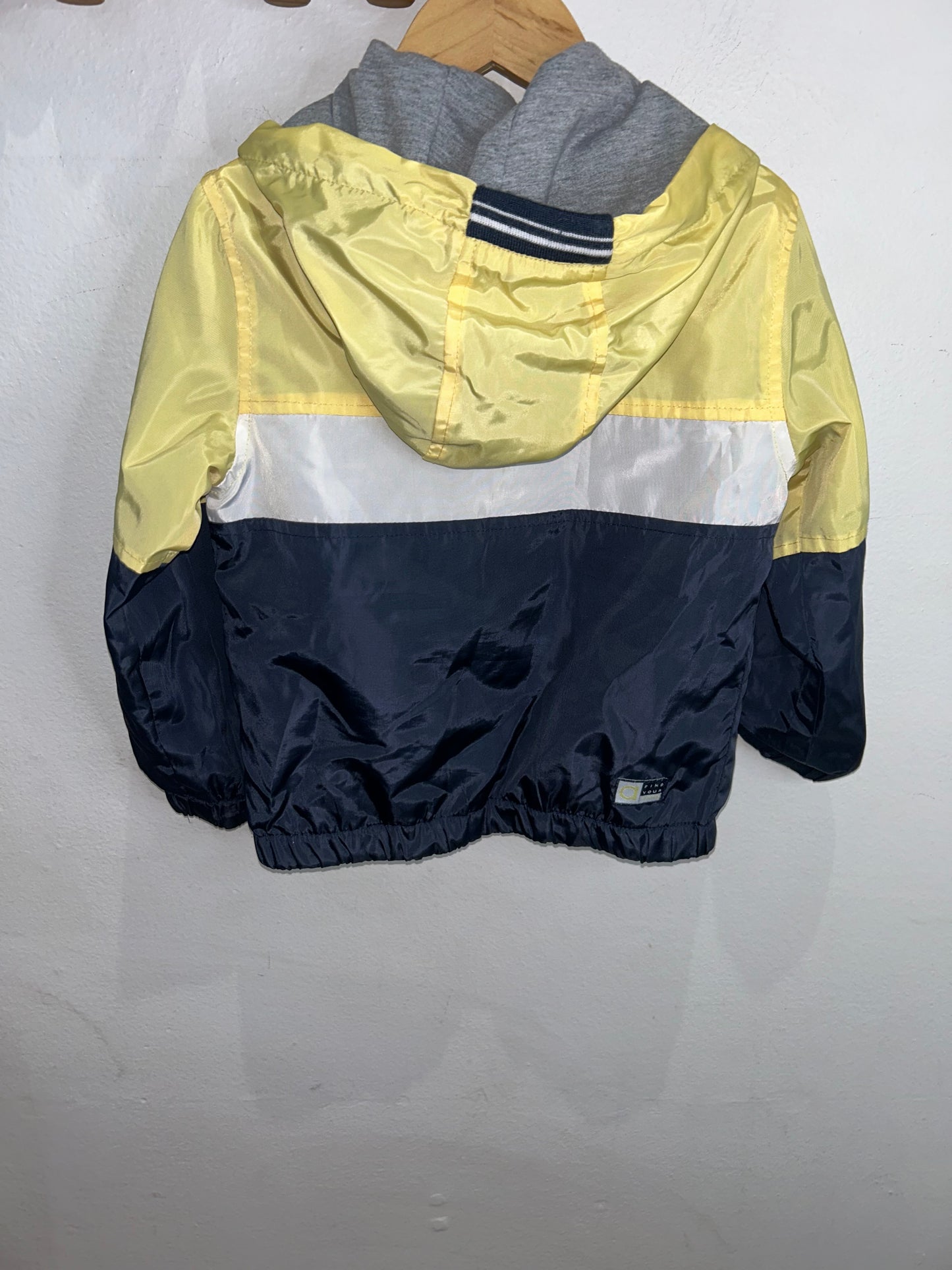 Yellow colourblock lined rainjacket 2-3y