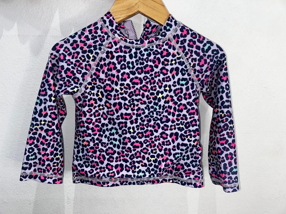 Purple leopard swim shirt 12-18m