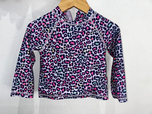 Purple leopard swim shirt 12-18m