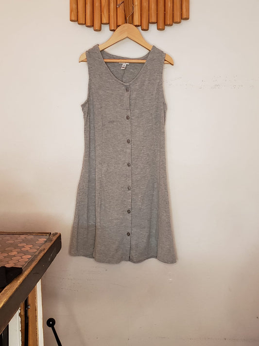 Love Fire grey button dress 10-12y