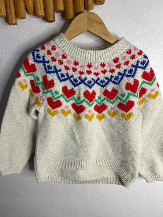 Hearts winter print sweater 4y