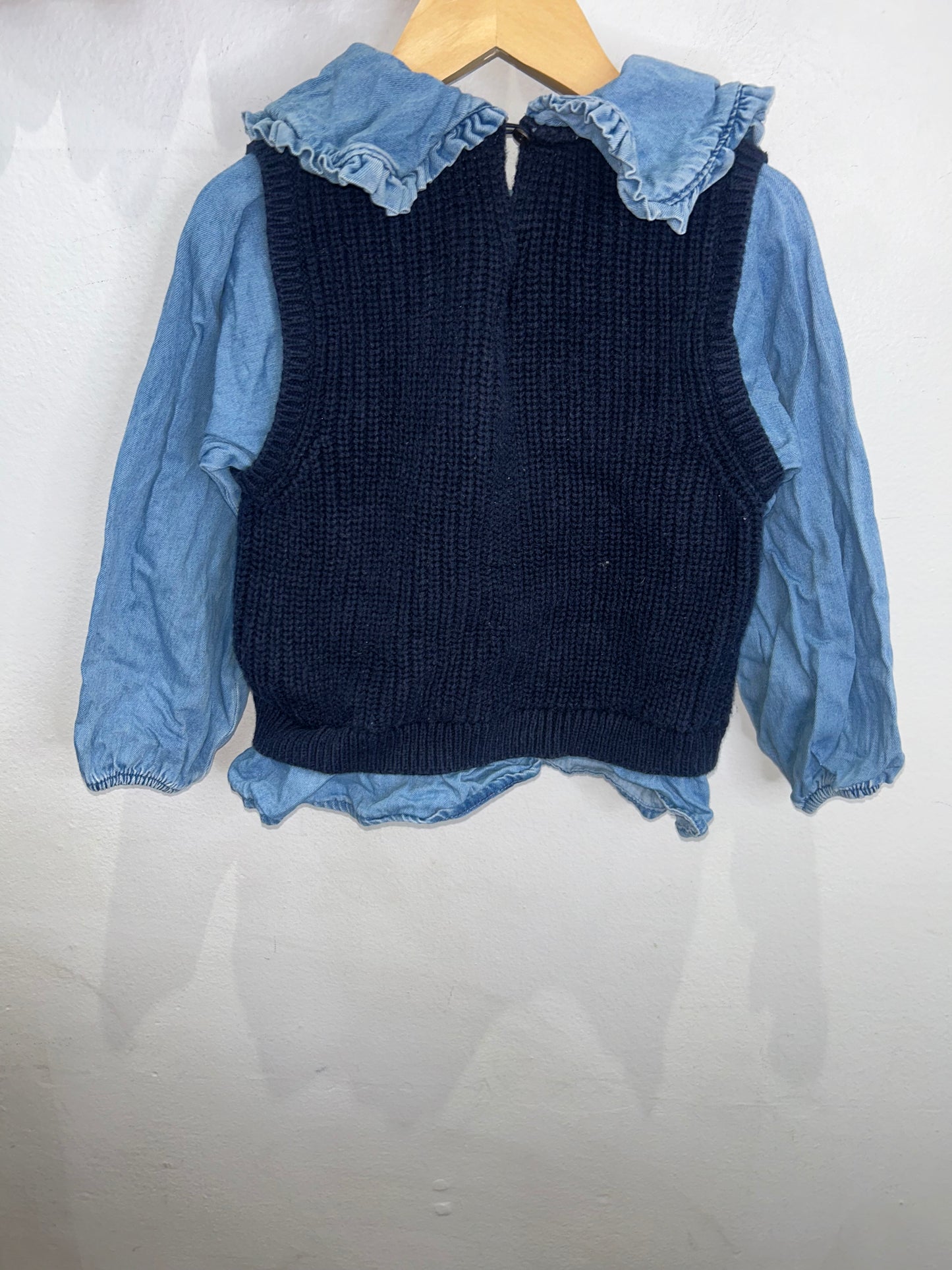 Sweater with attached denim shirt 4y