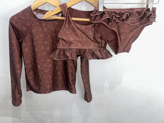 Jamie Kay brown three piece swim set 4y