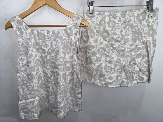 Brown floral skort set 12y NEW