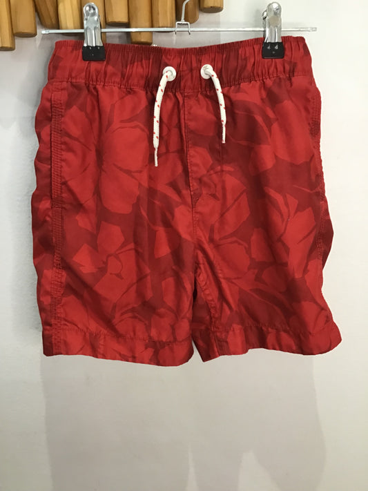 Red hibiscus swim shorts 6-7y