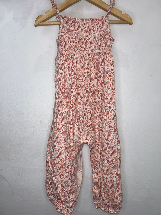 Bird print romper smocked 2y