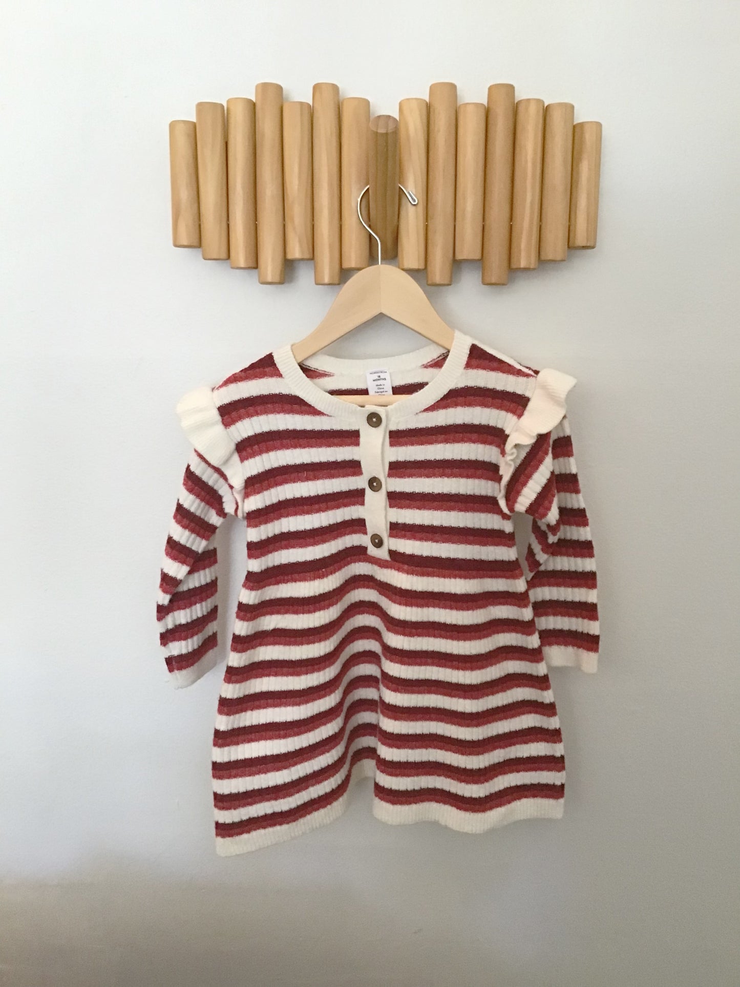Red striped sweater dress 18m