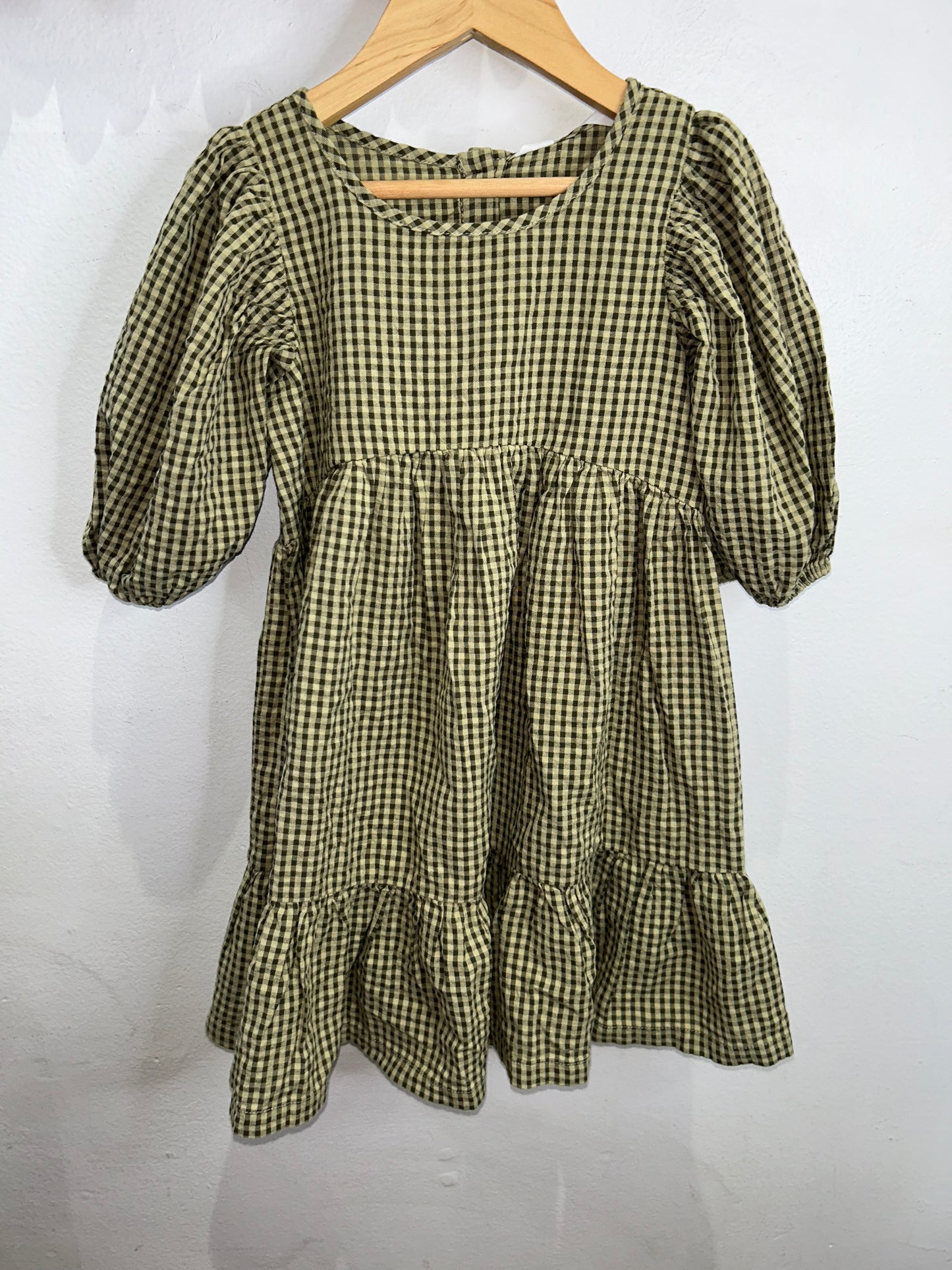 Green checkered dress 3-4y NEW
