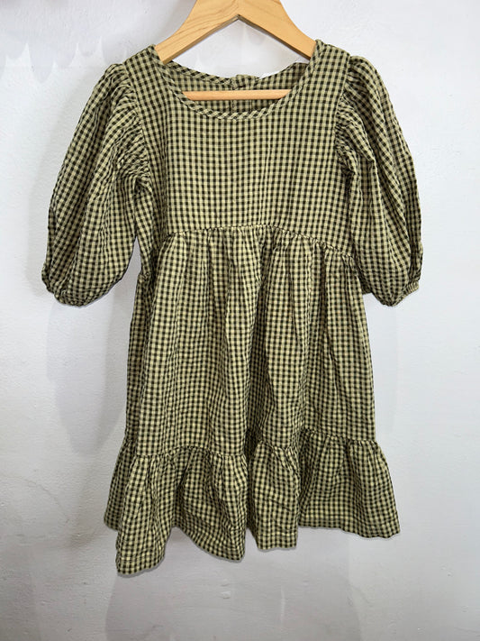 Green checkered dress 3-4y NEW