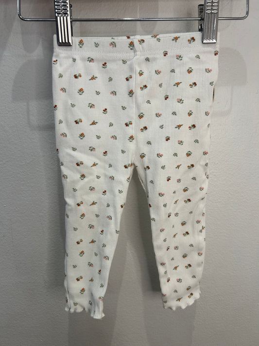 White floral ribbed pants 12m
