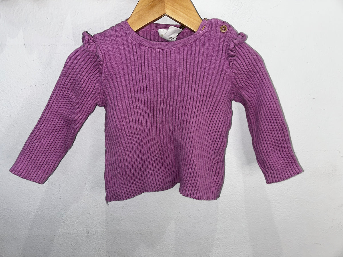 Purple ribbed sweater 4-6m