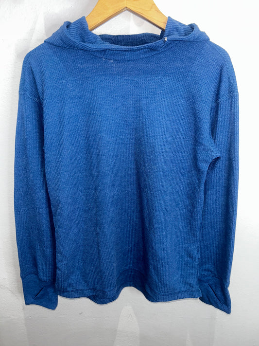 Mid blue waffle hooded tee 6-7y