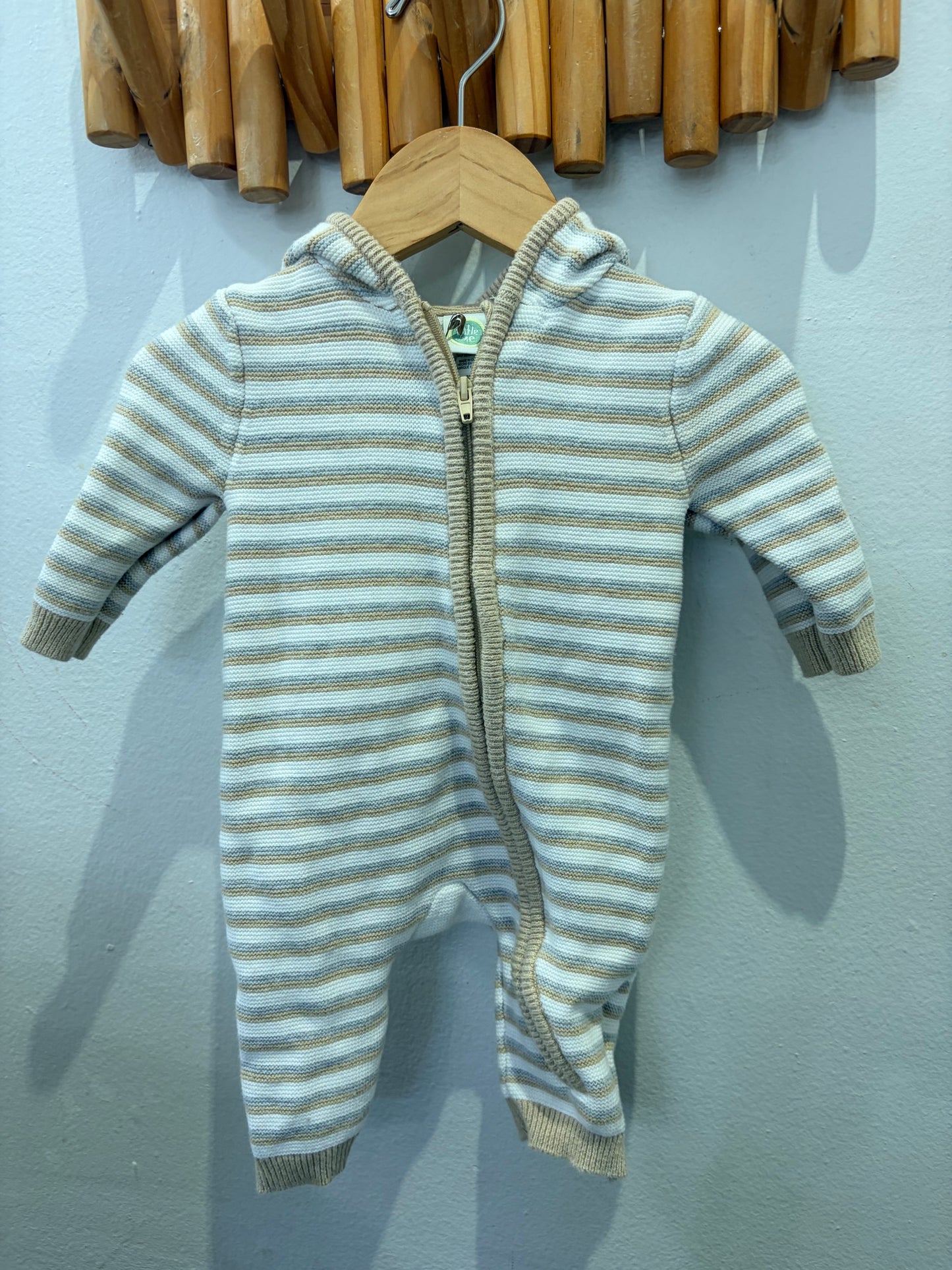 Brown stripes sweater romper 3m