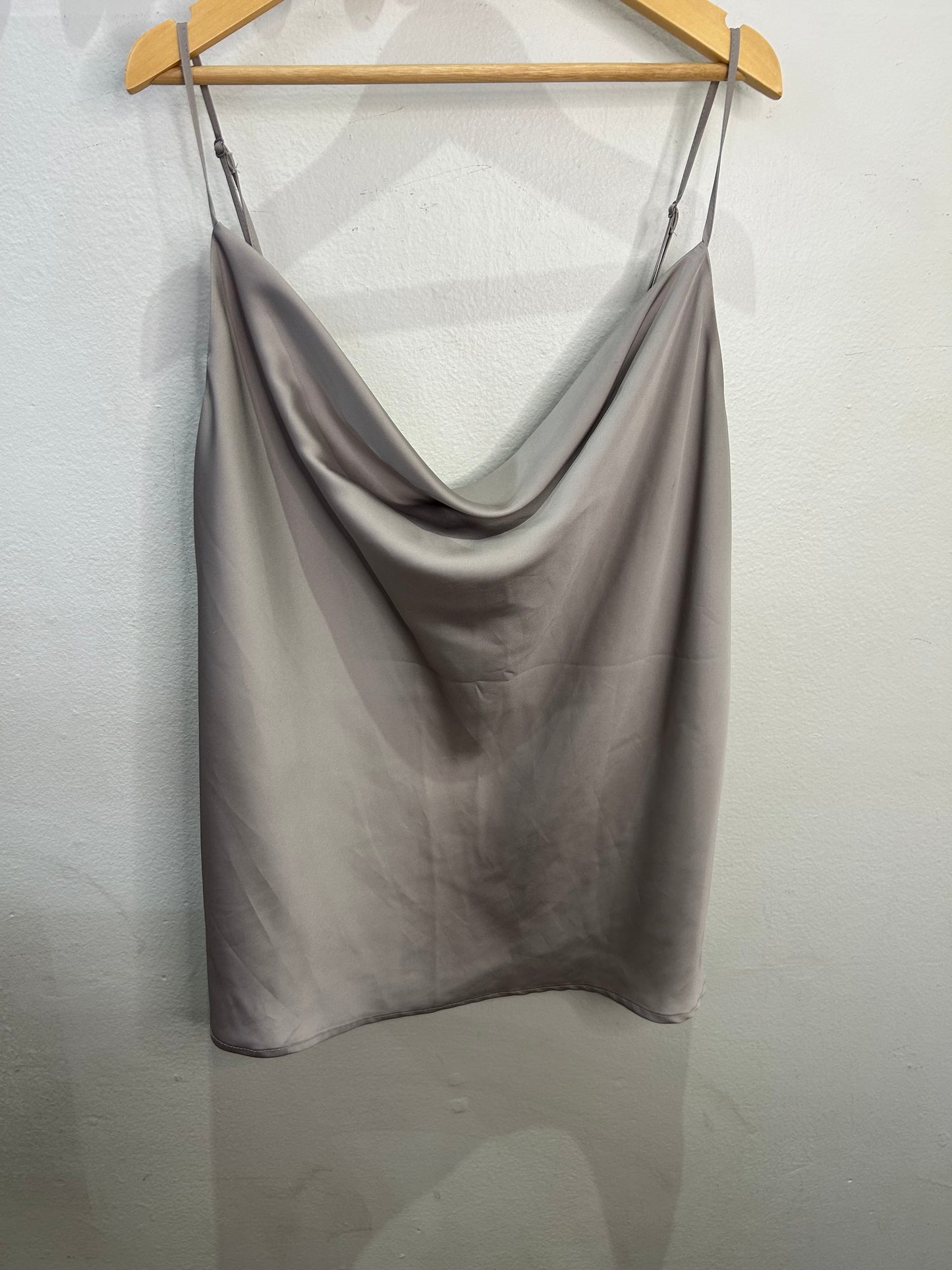 Grey silk cowl neck tanktop- adult L