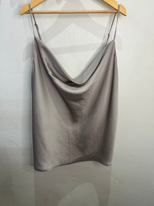 Grey silk cowl neck tanktop- adult L