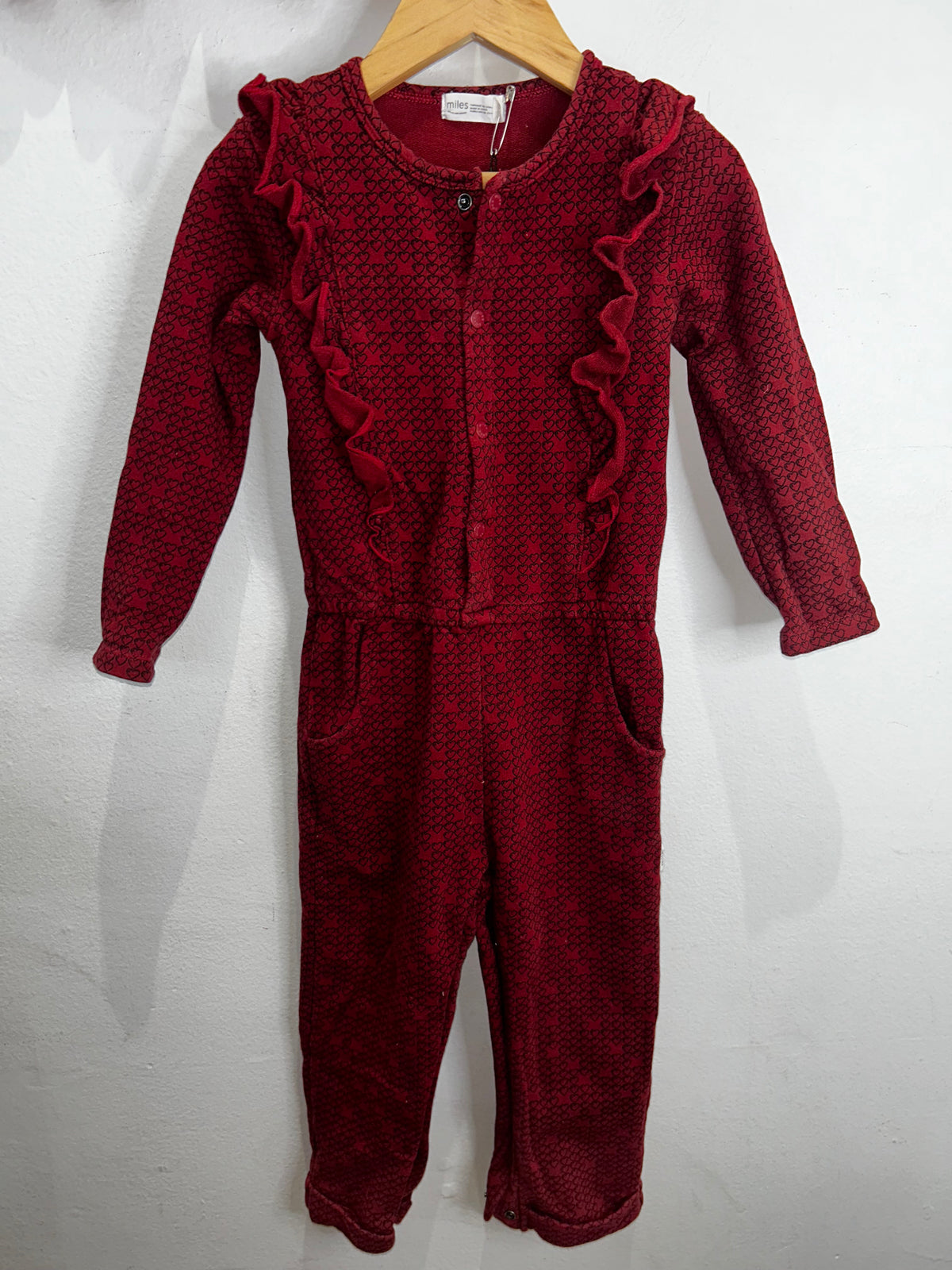 Red hearts pullover romper 24m