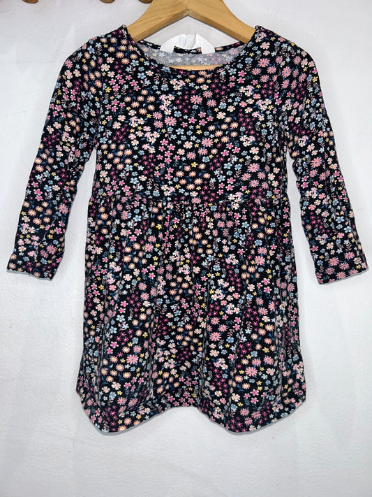 Black small flowers dress 2-4y