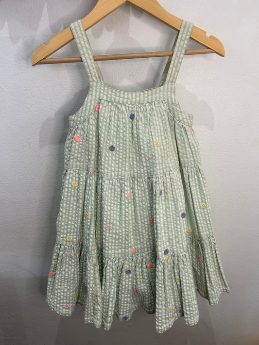 Green seersucked lined dress 5y