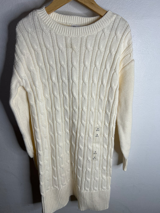Cream cable knit dress 6-7y NEW