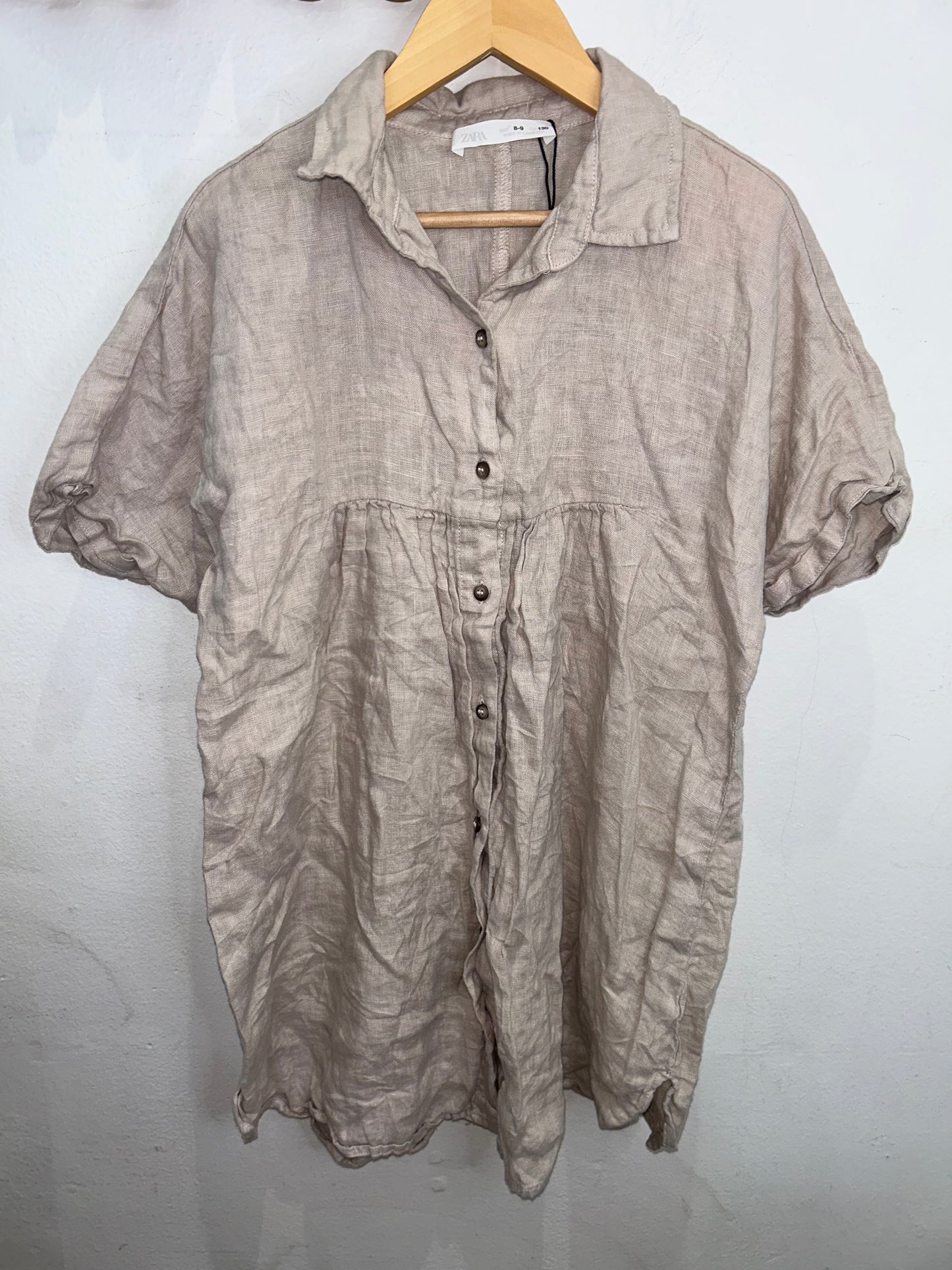 Beige linen dress 8-9y