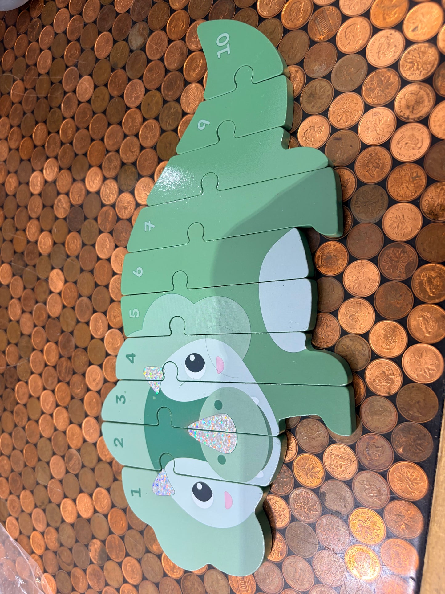Sparkly triceratops wooden puzzle