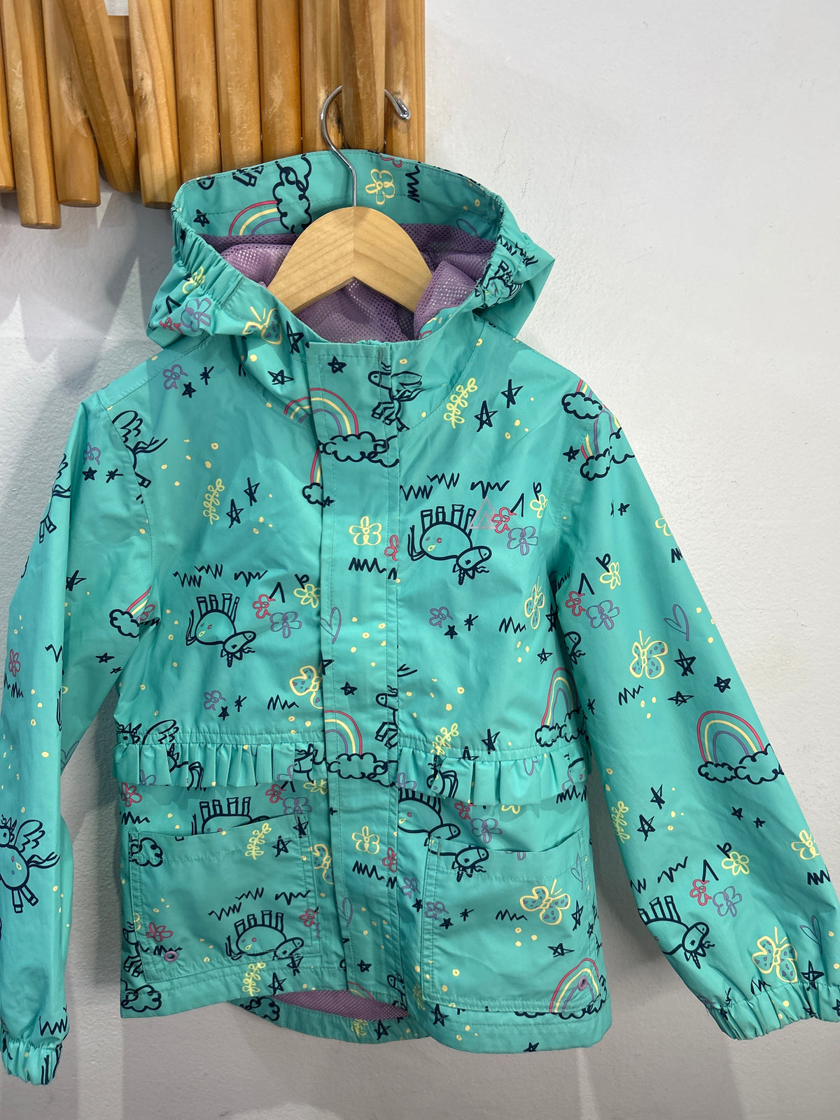 Drawn unicorn rainjacket 6y