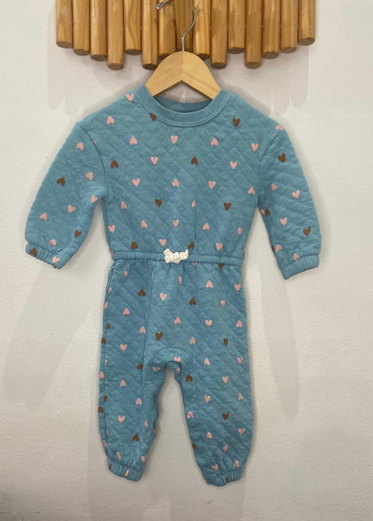 Blue hearts quilted romper 12m