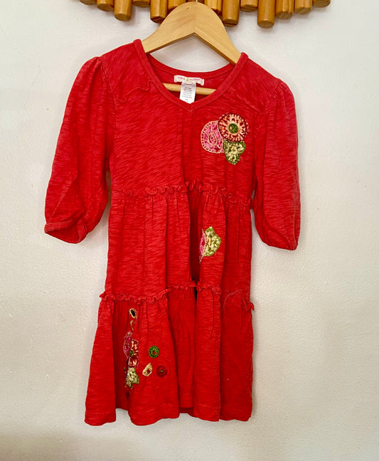 Red patched dress 2y