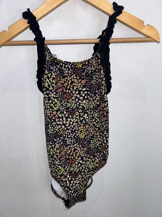Black floral swimsuit 4-5y**