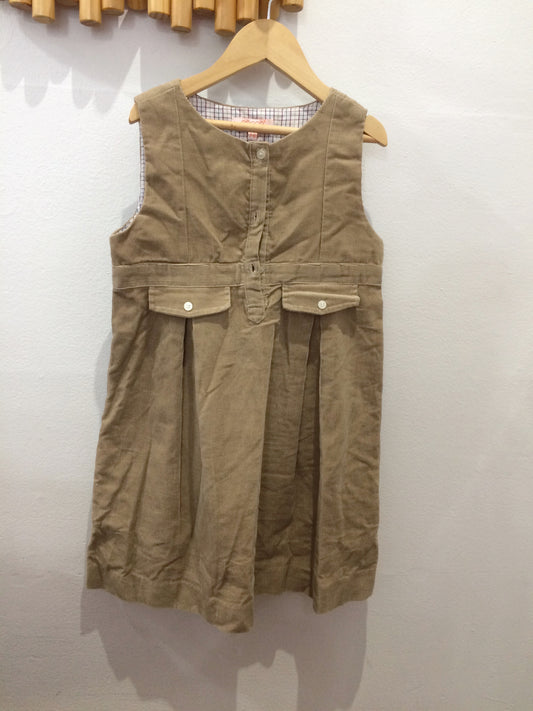 Beige corduroy pinafore 7-8y