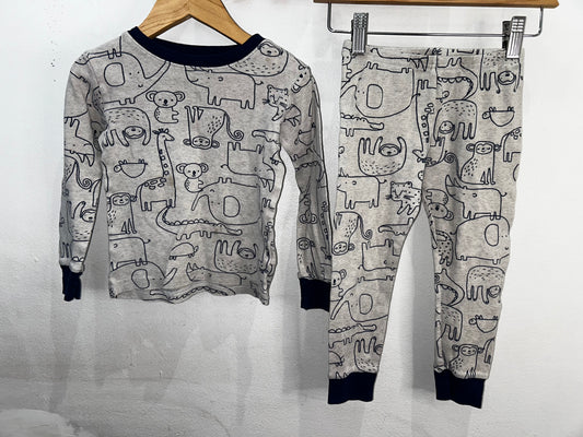 Blue animal drawings pyjamas 3y