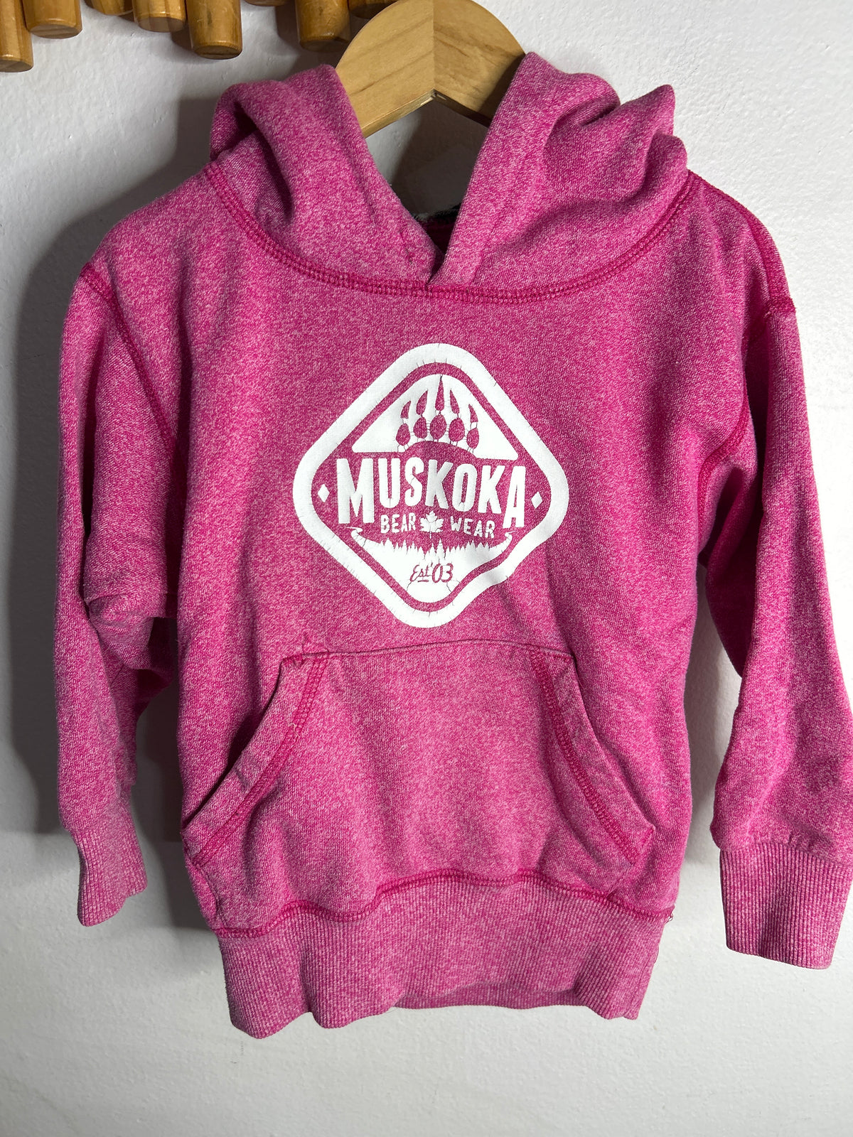 Muskoka Bear pink hoodie 2-3y