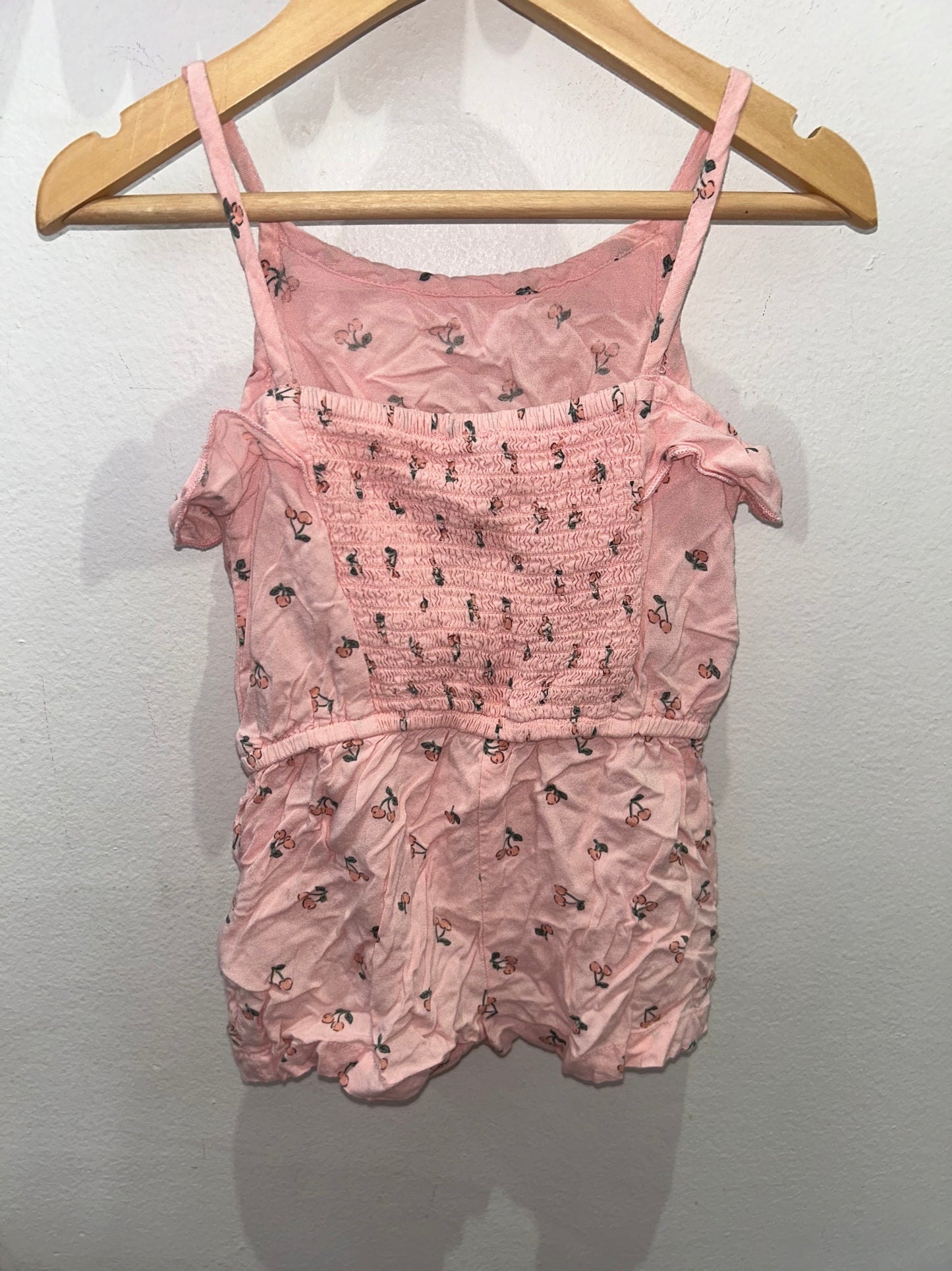 Cherries pink shorty romper 12-18m