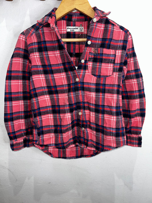 Peach checkered flannel shirt 5-6y