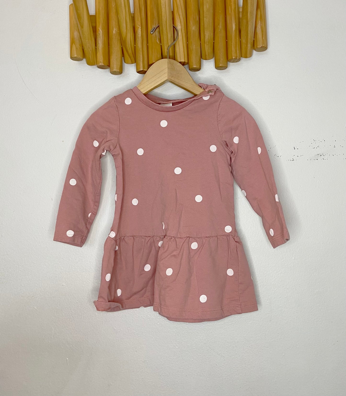 Pink polka dot dress 12-18m