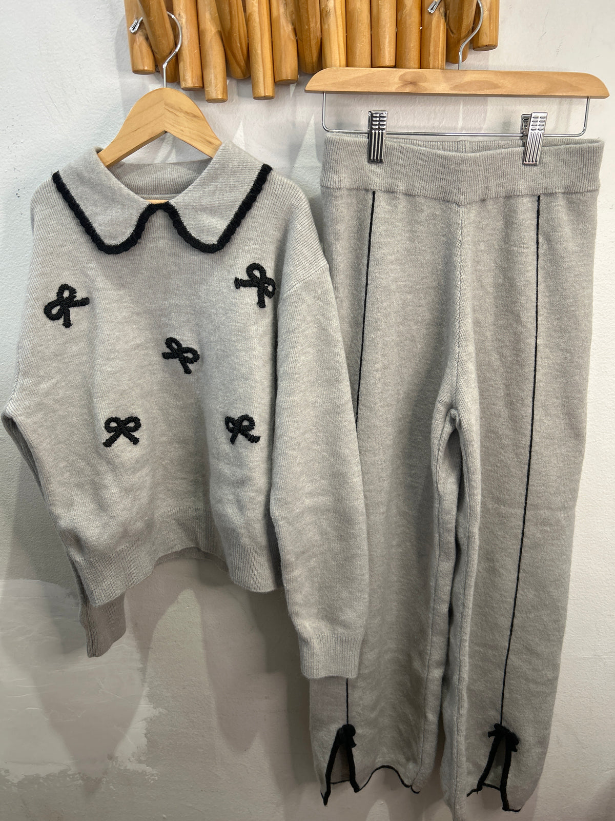 Grey bows sweater set 11-12y