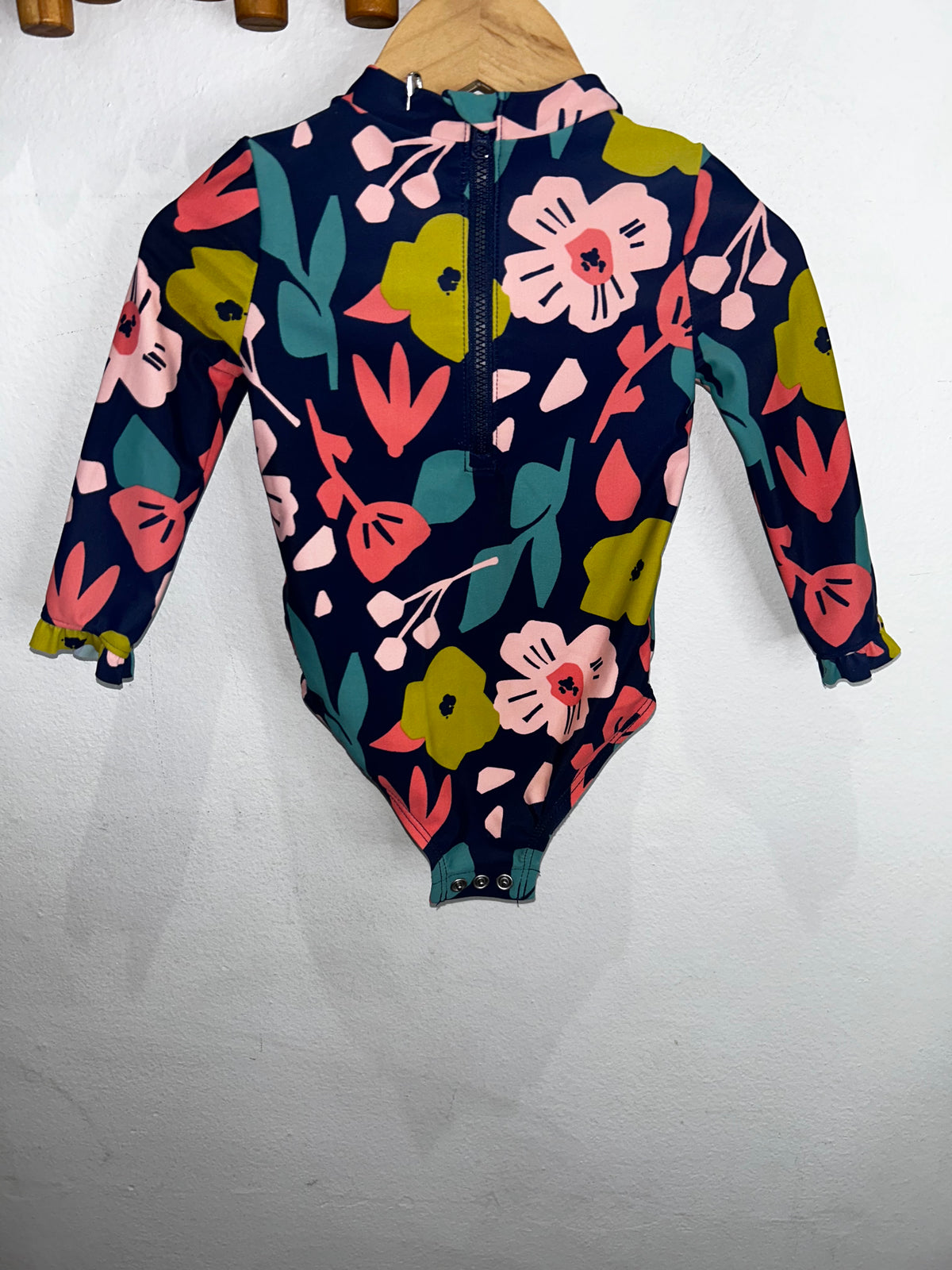 Flowers swimsuit with sleeves 6-12m