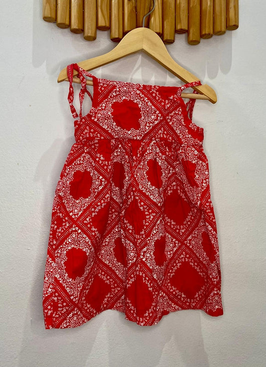 Bandana print red dress 3y